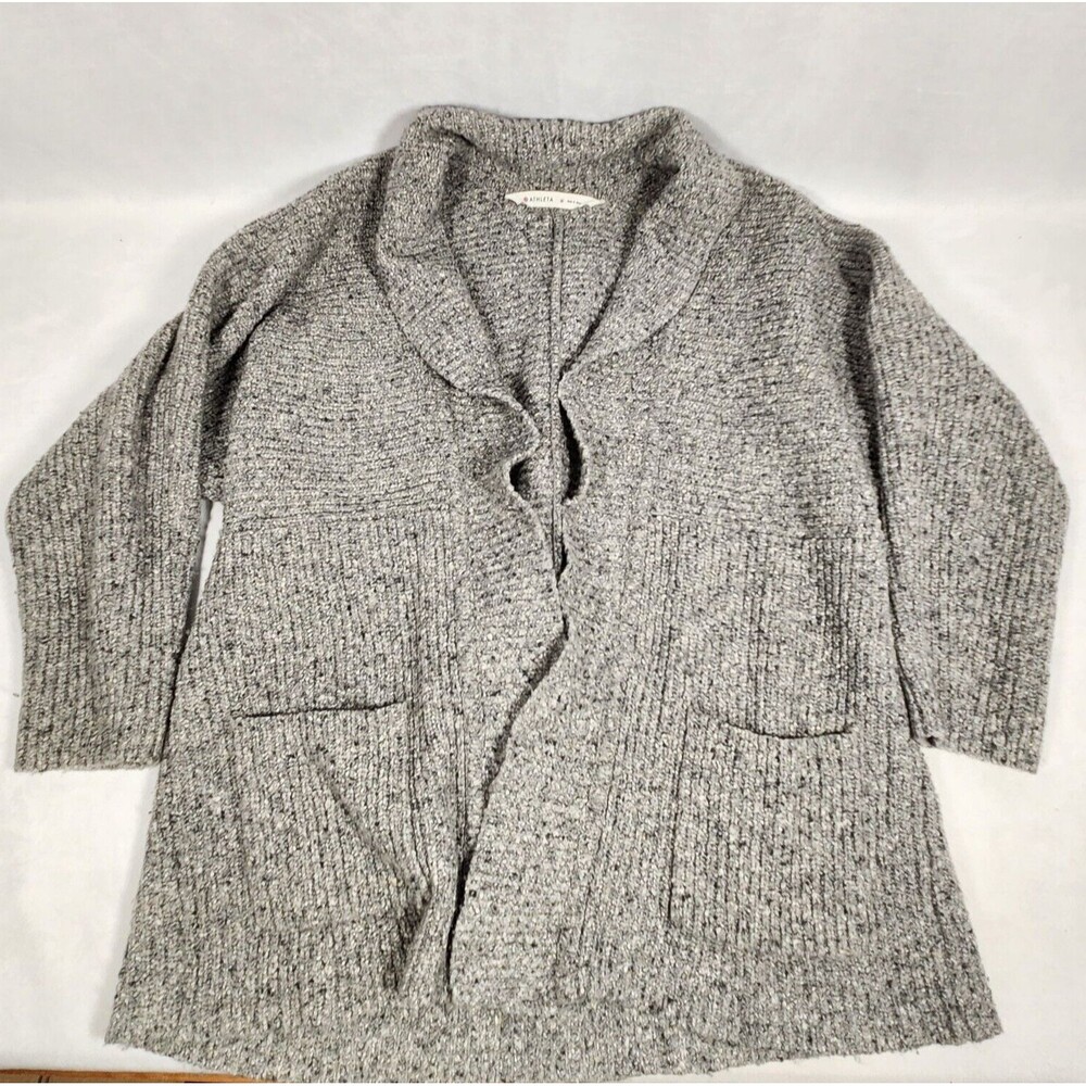 Athleta Passage Cardigan Women’s Sz M Wool Blend Open Front Pockets Heather Gray
